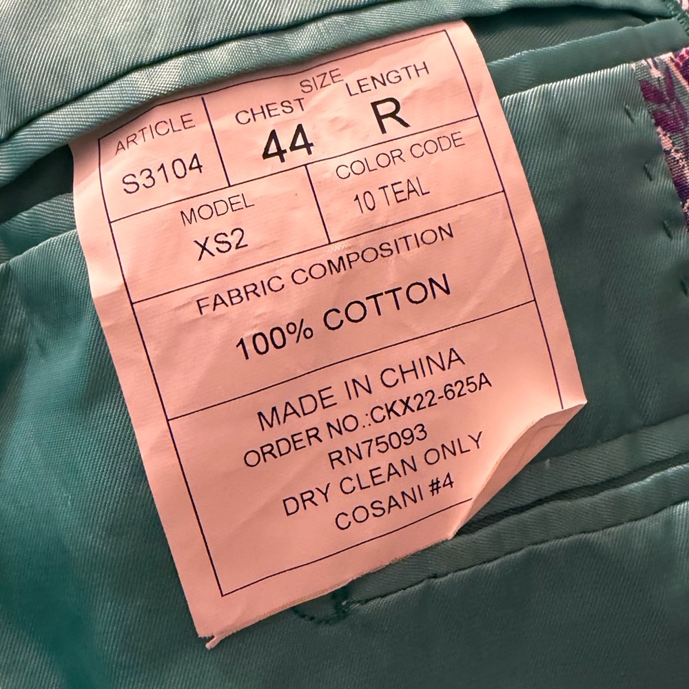 Linea Uomo Teal and floral blazer - Picture 3 of 3